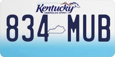 KY license plate 834MUB