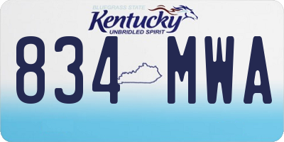 KY license plate 834MWA