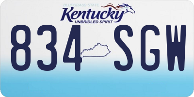 KY license plate 834SGW