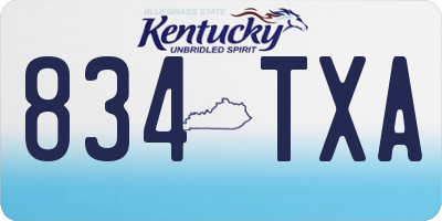KY license plate 834TXA