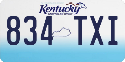KY license plate 834TXI