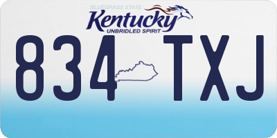 KY license plate 834TXJ