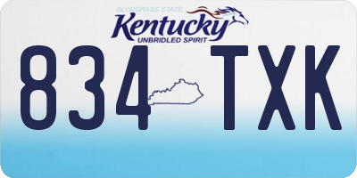 KY license plate 834TXK