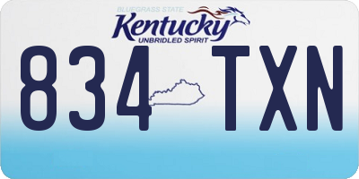 KY license plate 834TXN