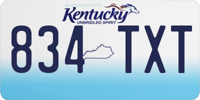 KY license plate 834TXT