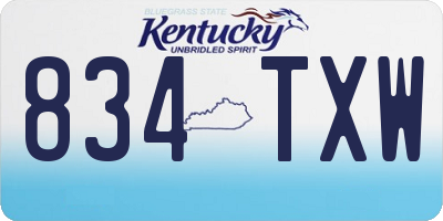 KY license plate 834TXW