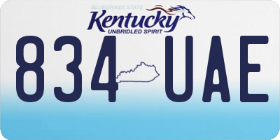 KY license plate 834UAE