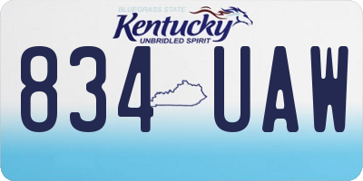 KY license plate 834UAW