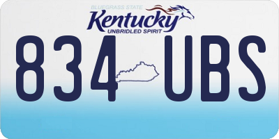 KY license plate 834UBS