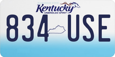 KY license plate 834USE