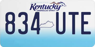 KY license plate 834UTE