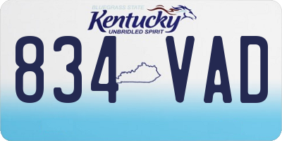 KY license plate 834VAD