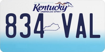 KY license plate 834VAL