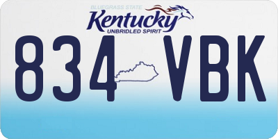 KY license plate 834VBK