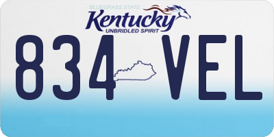 KY license plate 834VEL