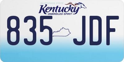KY license plate 835JDF