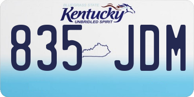 KY license plate 835JDM