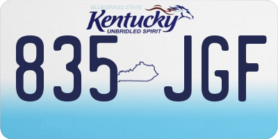 KY license plate 835JGF