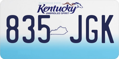 KY license plate 835JGK