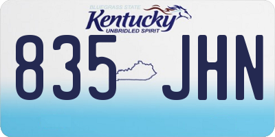 KY license plate 835JHN