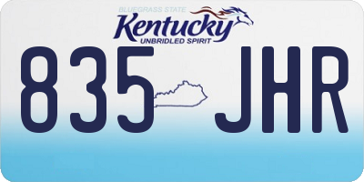 KY license plate 835JHR