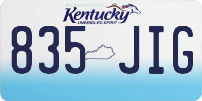 KY license plate 835JIG