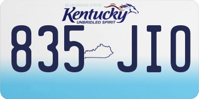 KY license plate 835JIO