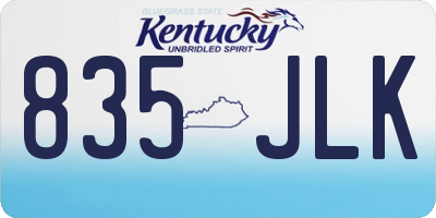 KY license plate 835JLK