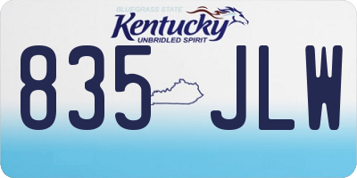 KY license plate 835JLW
