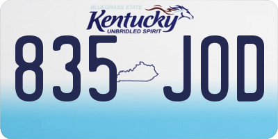 KY license plate 835JOD