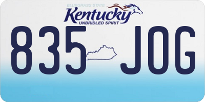 KY license plate 835JOG