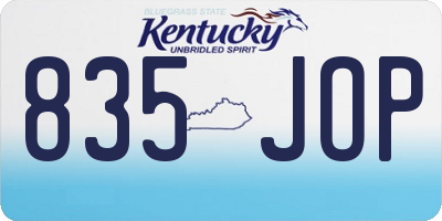 KY license plate 835JOP