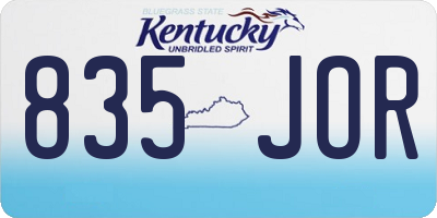 KY license plate 835JOR