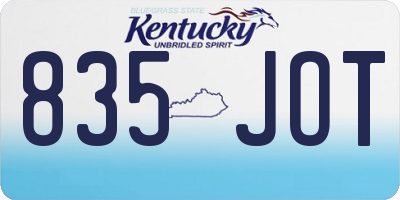 KY license plate 835JOT