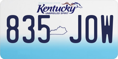 KY license plate 835JOW