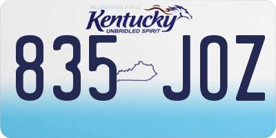 KY license plate 835JOZ