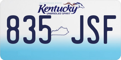 KY license plate 835JSF
