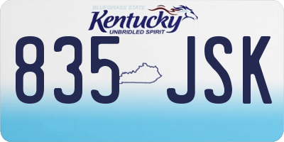 KY license plate 835JSK
