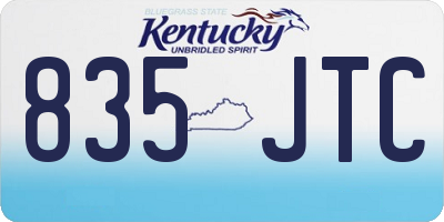 KY license plate 835JTC