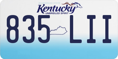 KY license plate 835LII