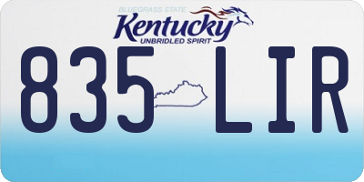 KY license plate 835LIR
