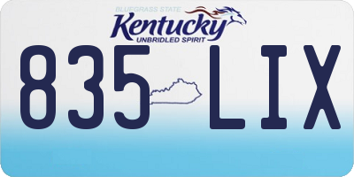 KY license plate 835LIX