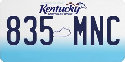 KY license plate 835MNC