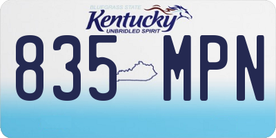 KY license plate 835MPN