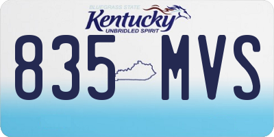 KY license plate 835MVS