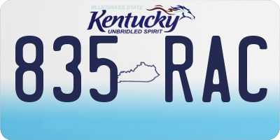 KY license plate 835RAC