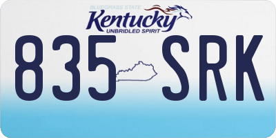 KY license plate 835SRK