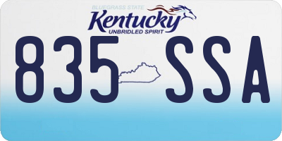 KY license plate 835SSA