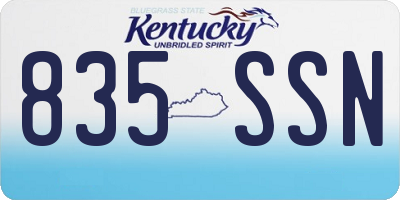KY license plate 835SSN
