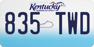 KY license plate 835TWD